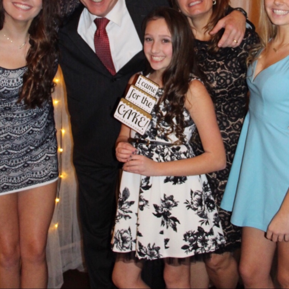 BCX GIRL Floral Black and White Formal Dress